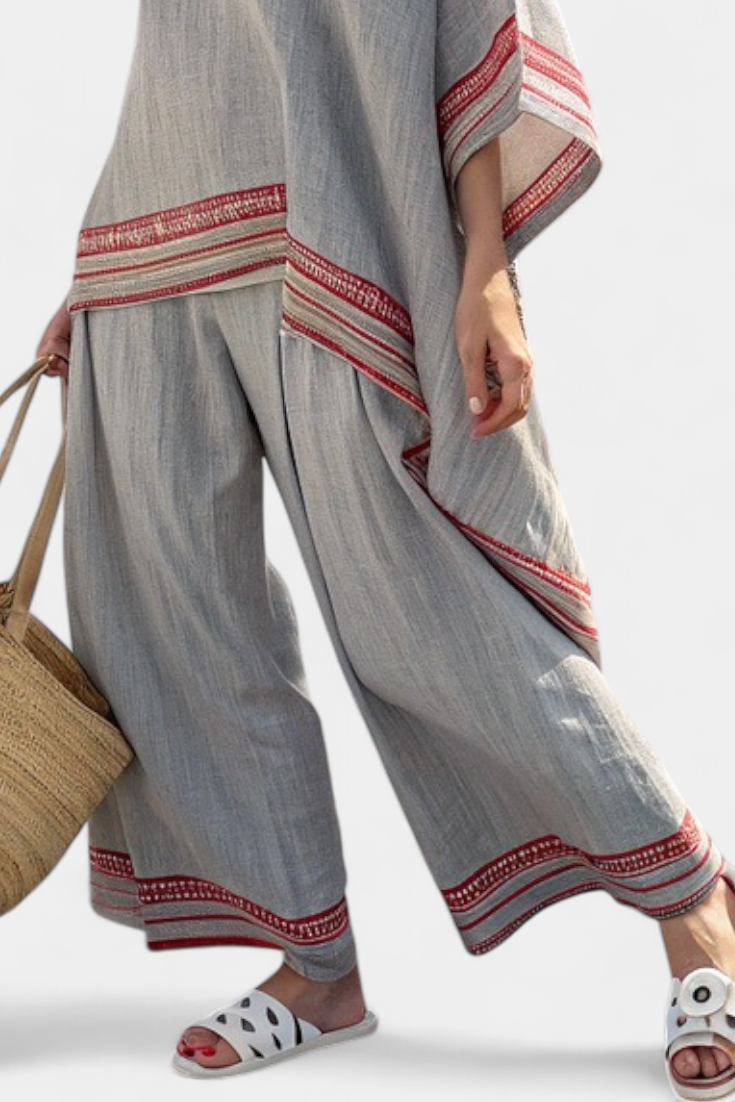 Ruby | Women's set with asymmetrical top and ethnic trousers
