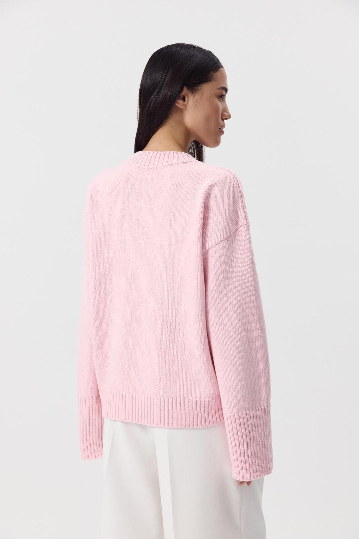 Ottilia Cotton Crew Neck Drop Shoulder Sweater