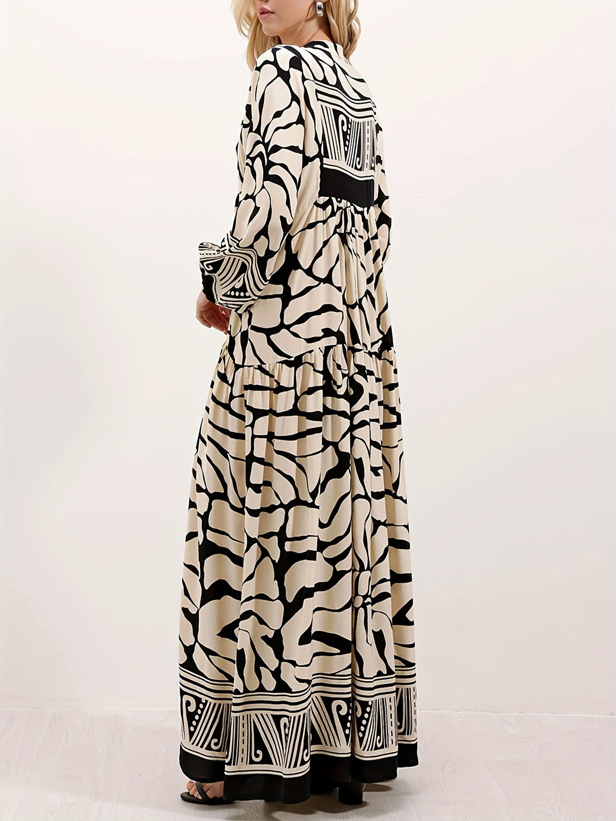 Saga Abstract Print Tiered Maxi Dress