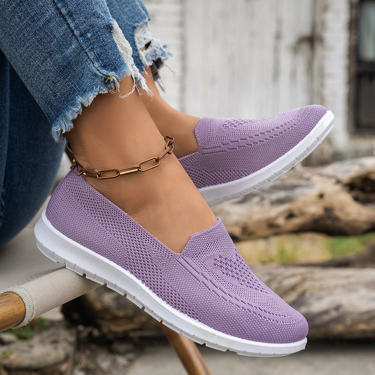 Women's Slip-On Walking Shoes Breathable Mesh Lightweight
