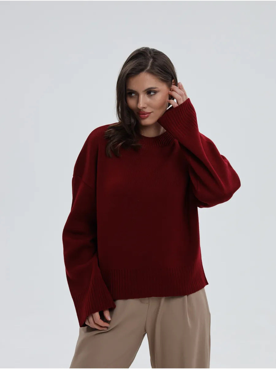 Signe Ribbed-Cuff Oversized Pullover Sweater