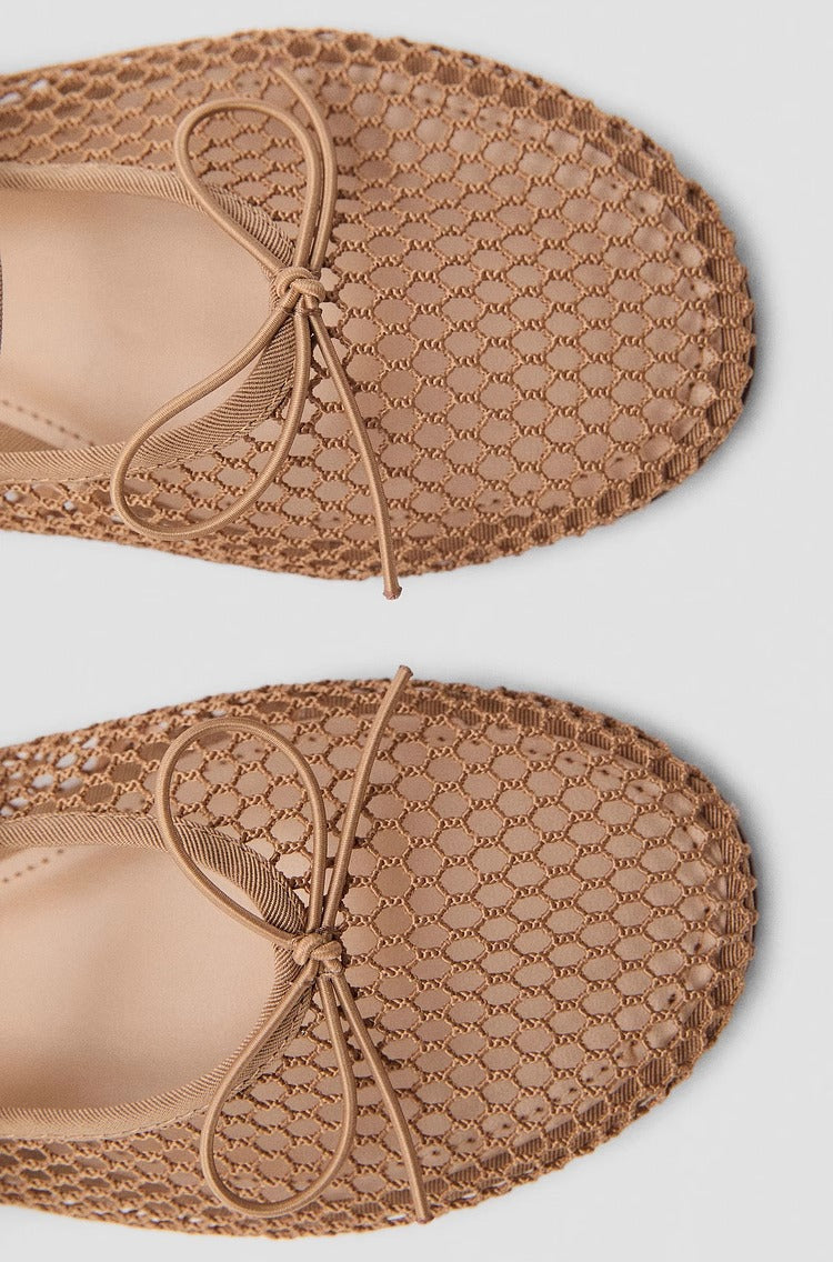 Romina Mesh Bow Mary Jane Ballet Flats