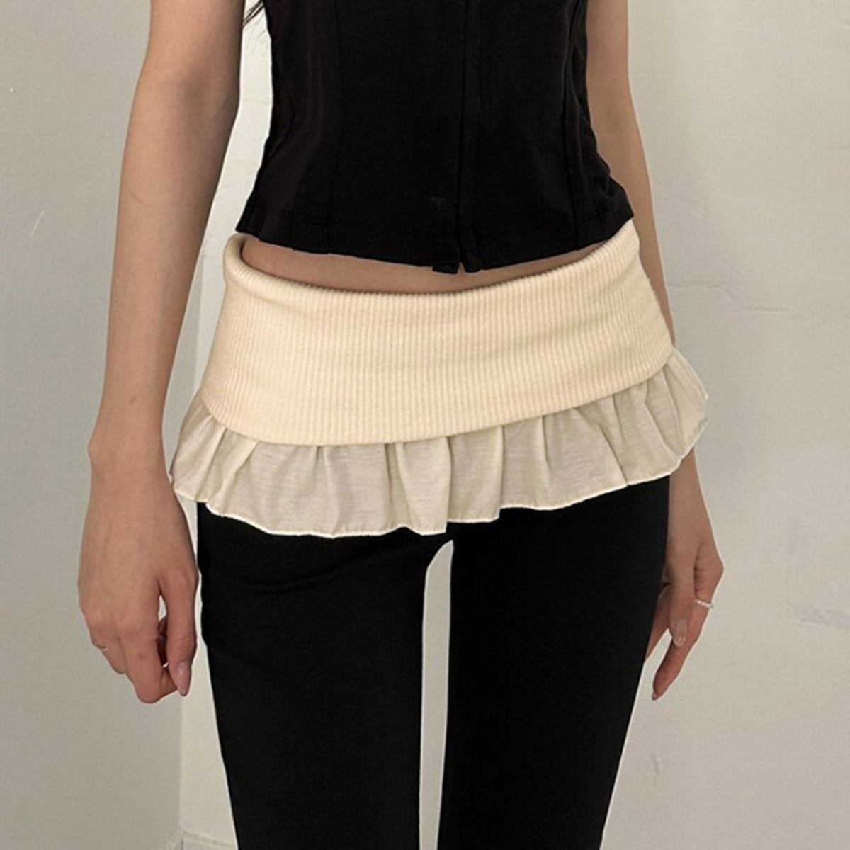 Women's Flared Trousers with Adjustable Belt