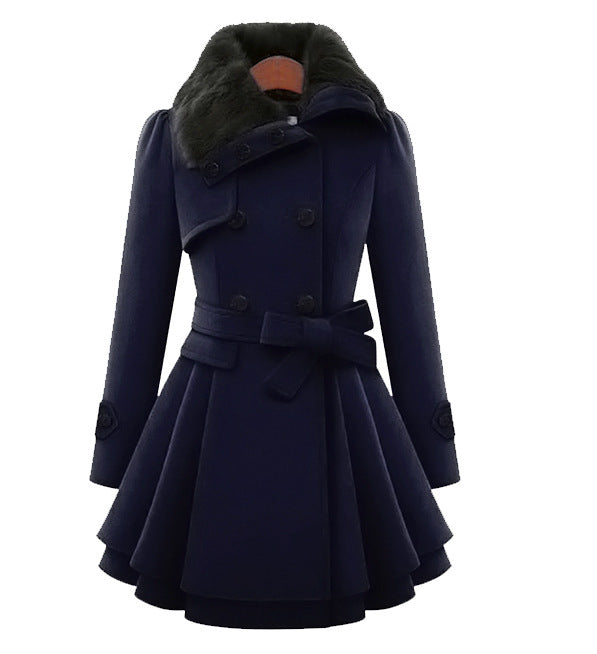 Claudia | Womens Belted Trench Coat with Faux Fur Collar | Faux Fur Cuffs, Tailored Fit | Beige, Black and More 2XS-3XL
