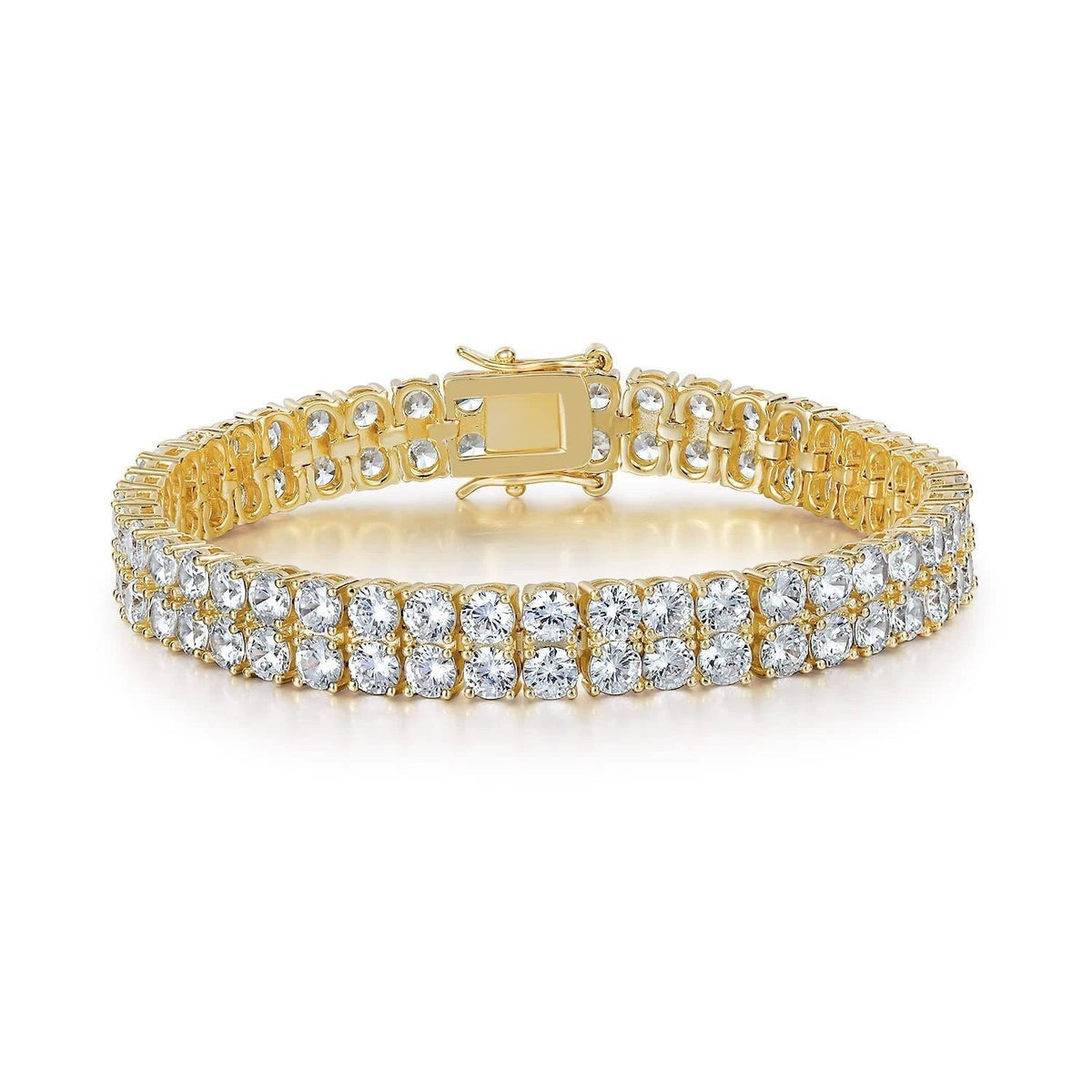 Tennis Bracelet Double Row Gold Plated for Women