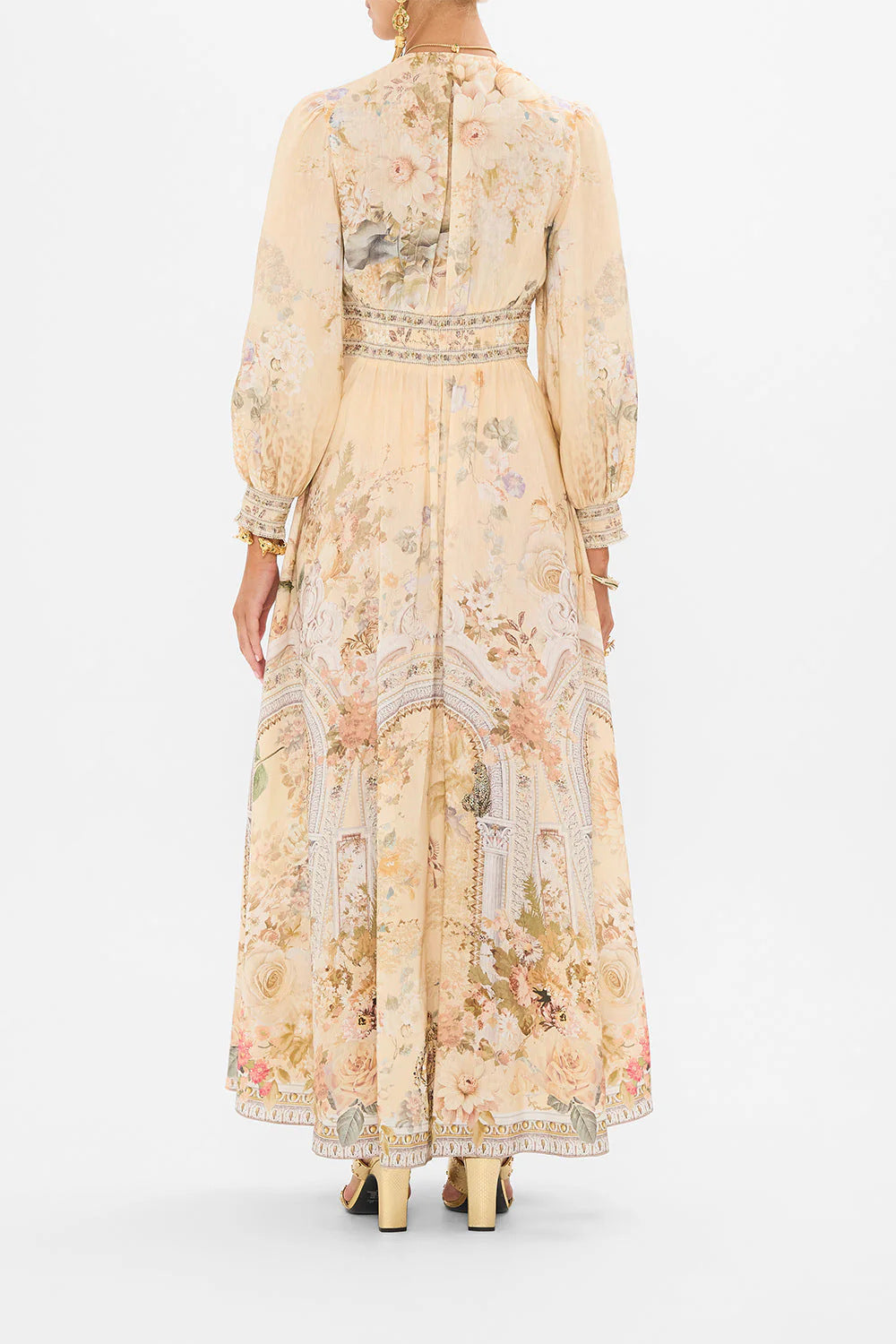 Aveline Floral Chiffon Puff Sleeve Maxi Dress
