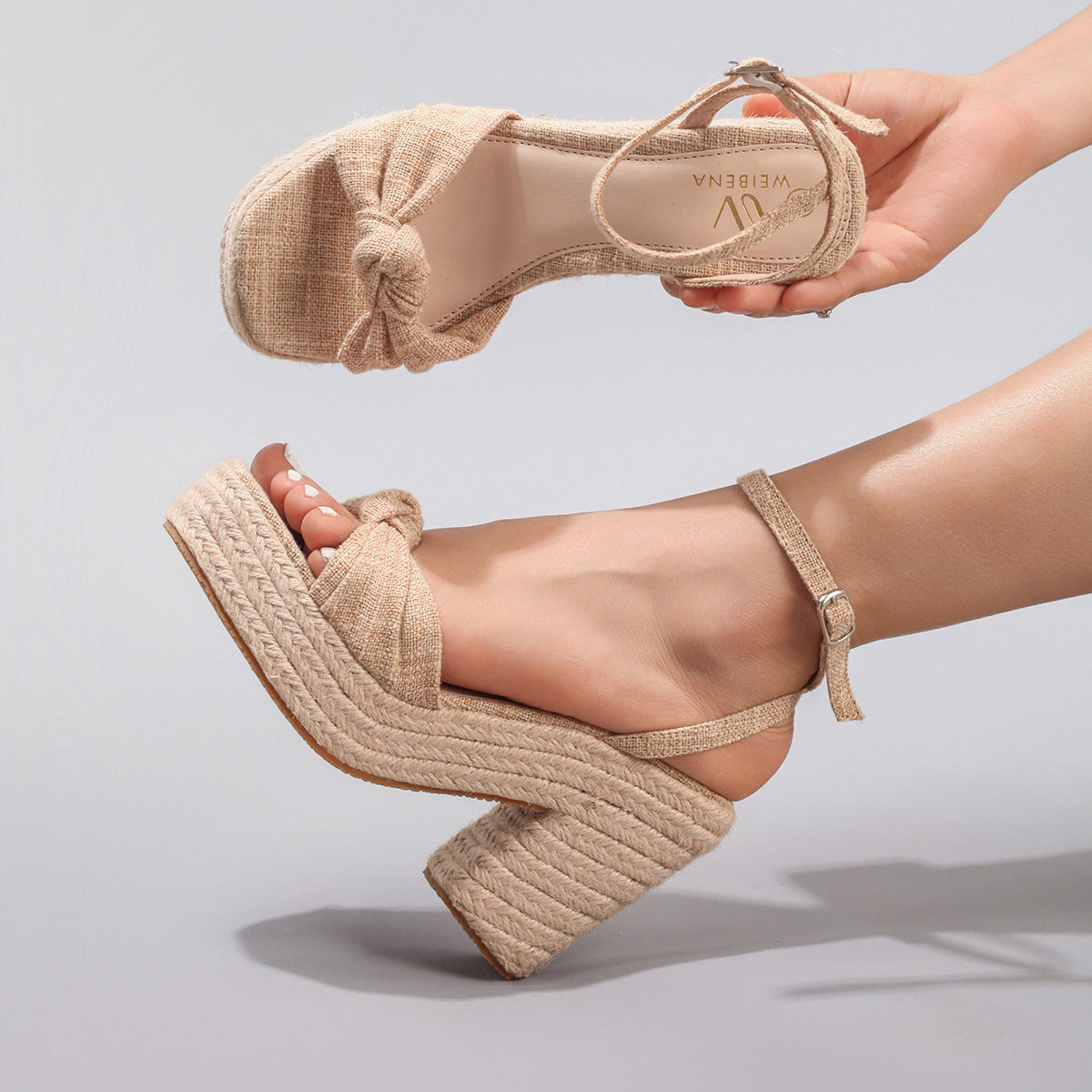 Lucette Knotted Bow Espadrille Wedge Sandals