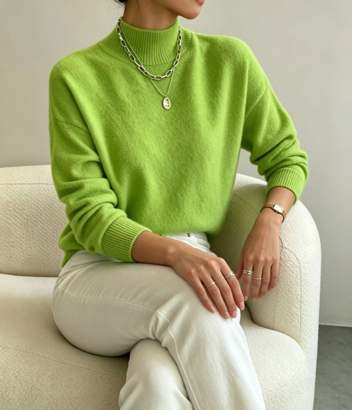 Women's Mock Neck Relaxed Fit Sweater Long Sleeve