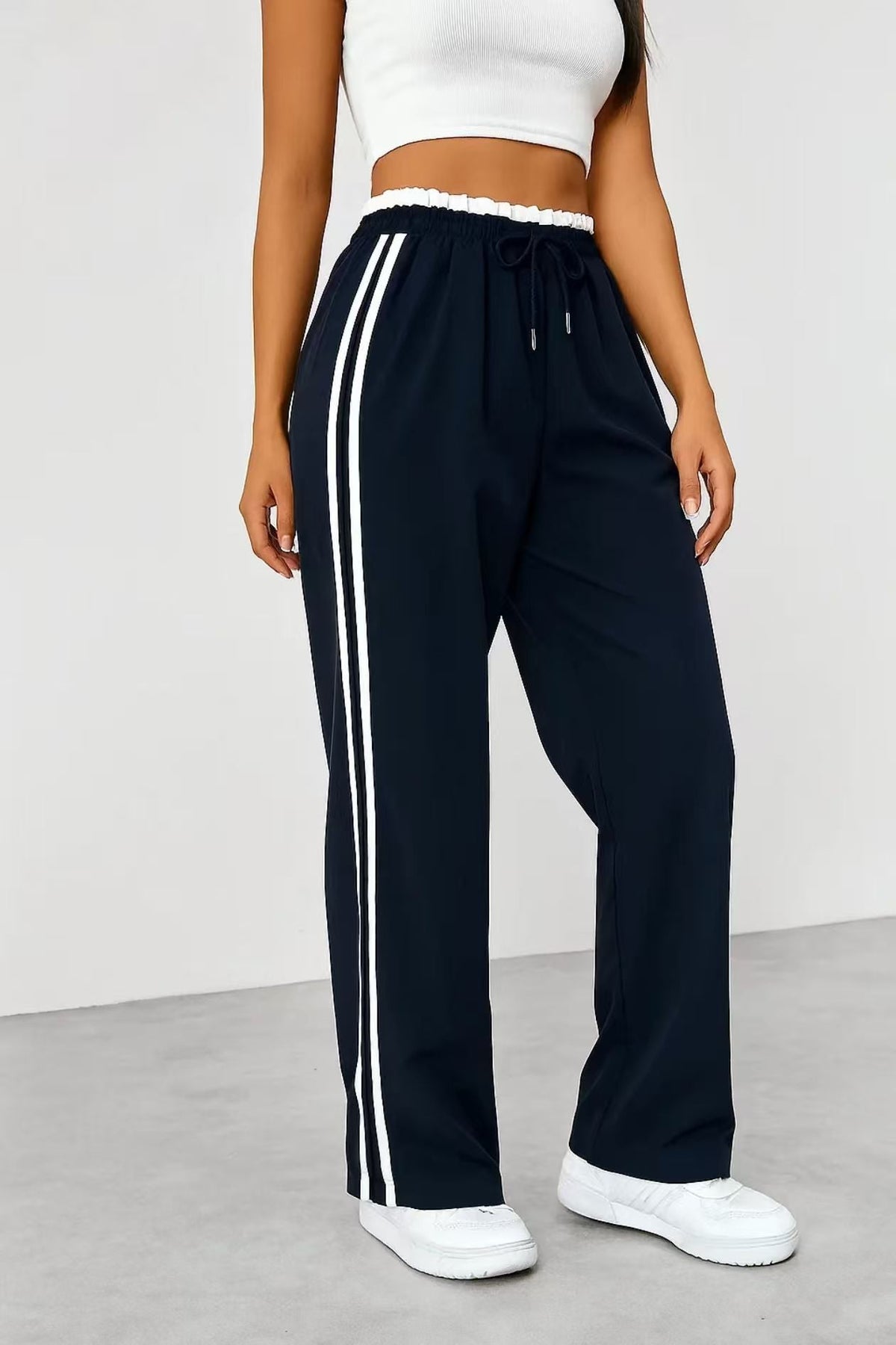 Fausta Side-Stripe Pull-On Track Pants