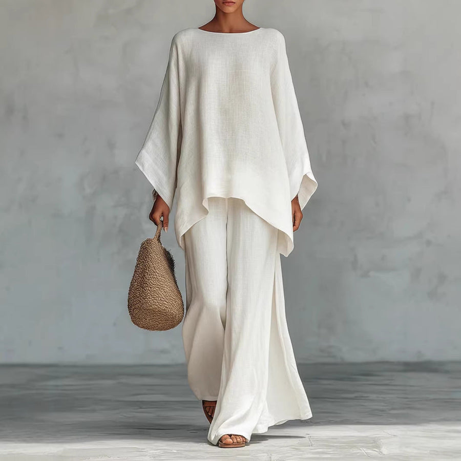 Women's Oversized Tunic Top Wide-Leg Pants Lounge Set