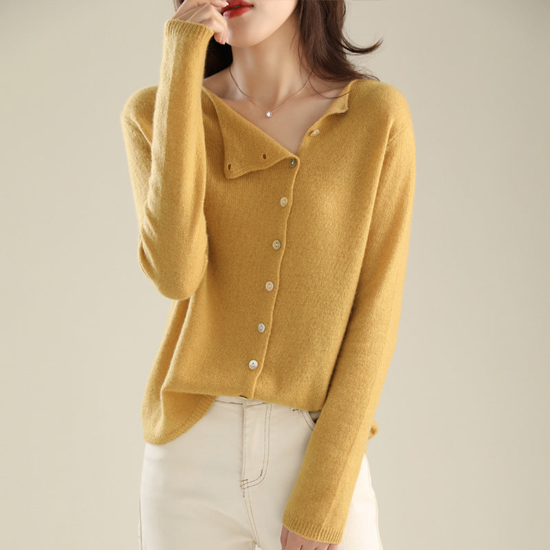 Noemie Asymmetric Button Knit Sweater
