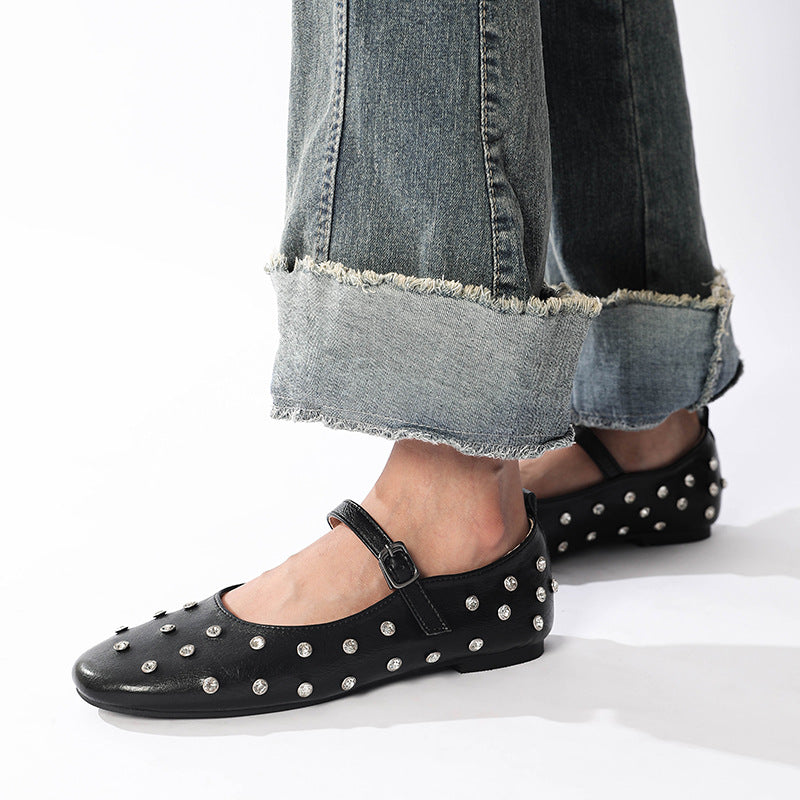 Dagmar Rhinestone Mary Jane Ballet Flats