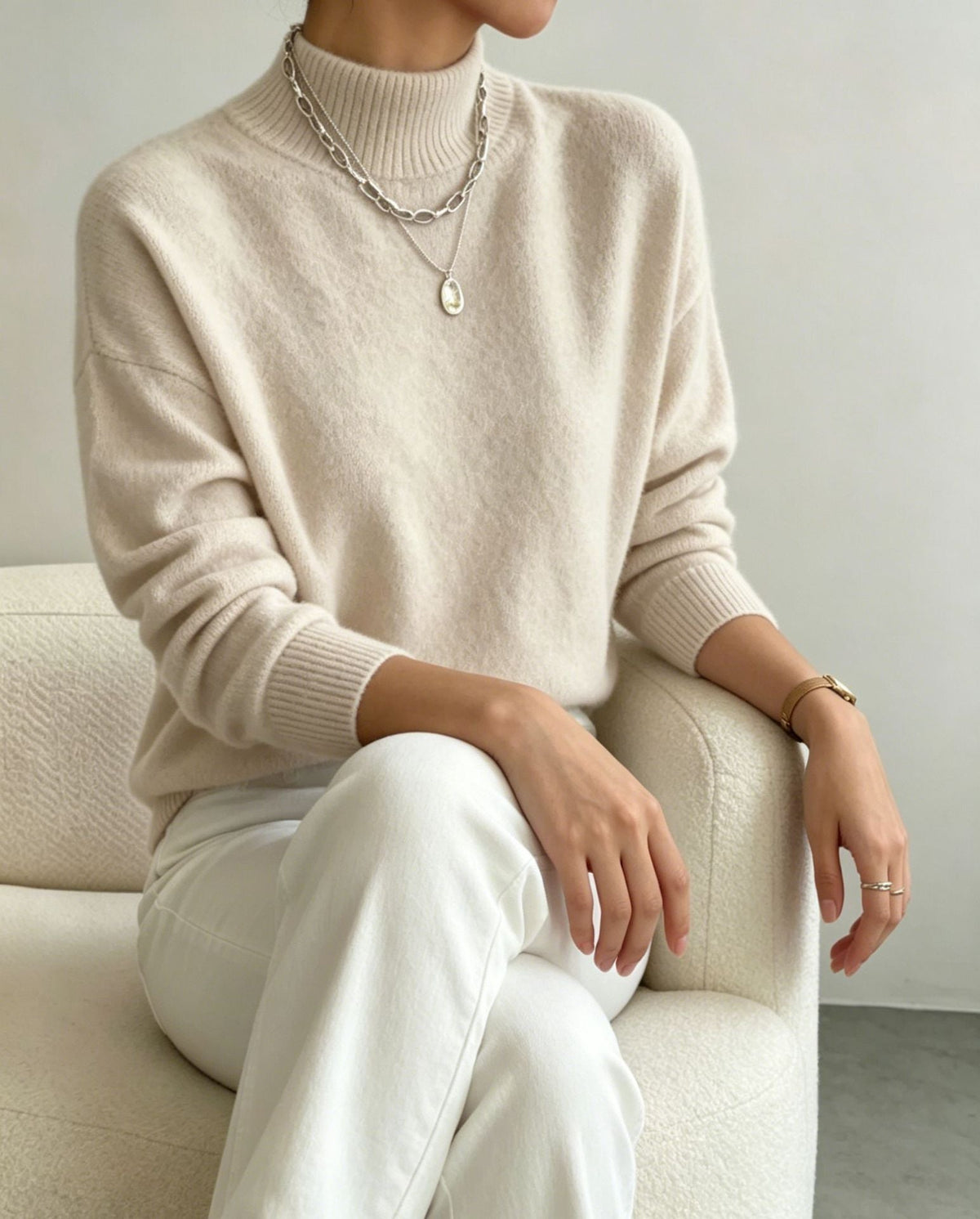 Women's Mock Neck Relaxed Fit Sweater Long Sleeve
