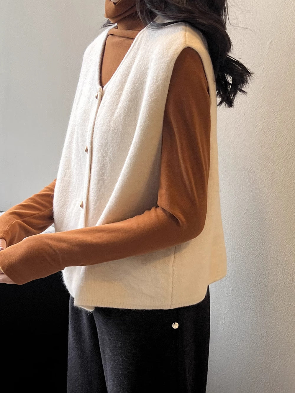Amaya Button-Front Knit Sweater Vest