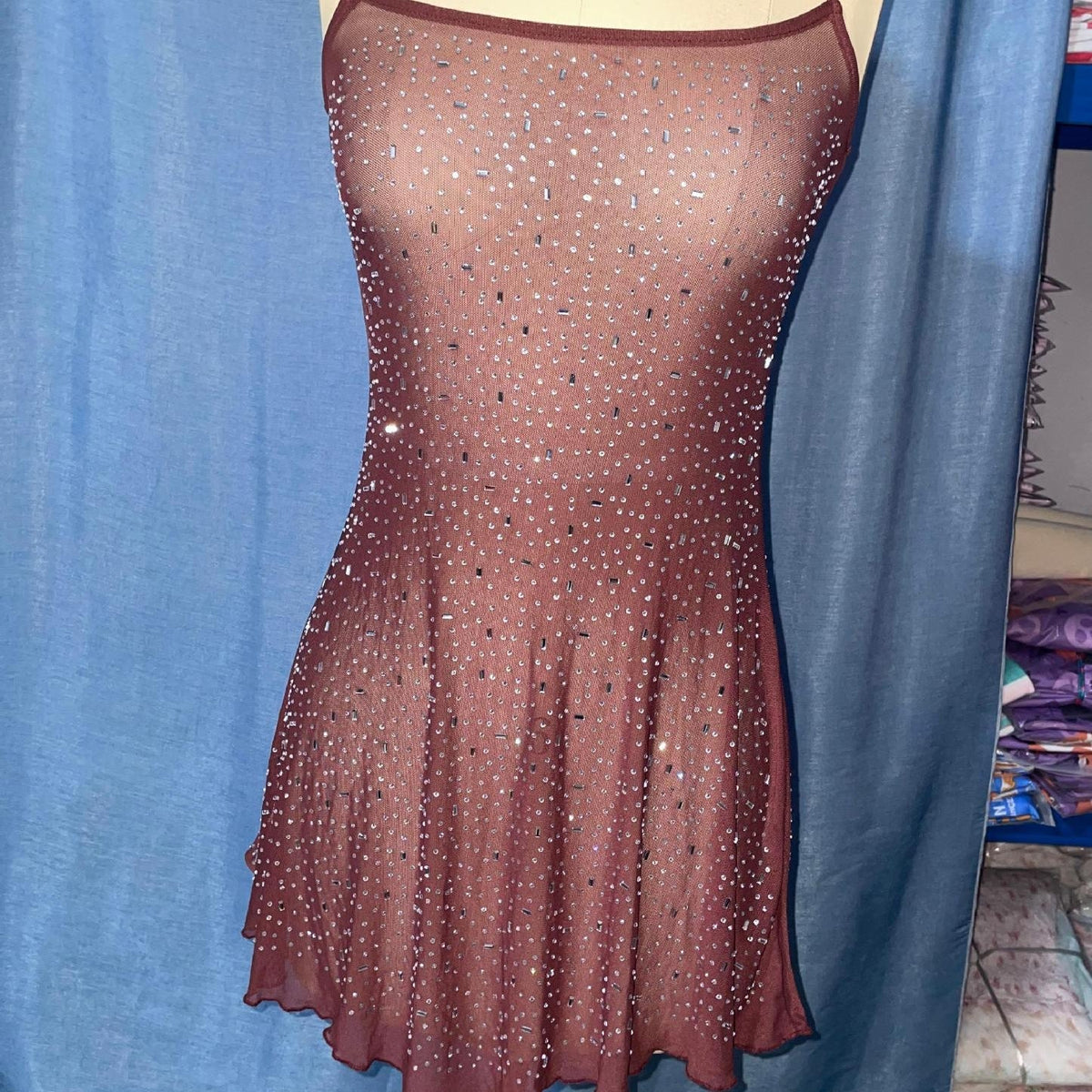 Women's Sequin Mini Dress with Adjustable Straps | Party and Wedding Guest Style | Sizes S to XL, Silver Grey