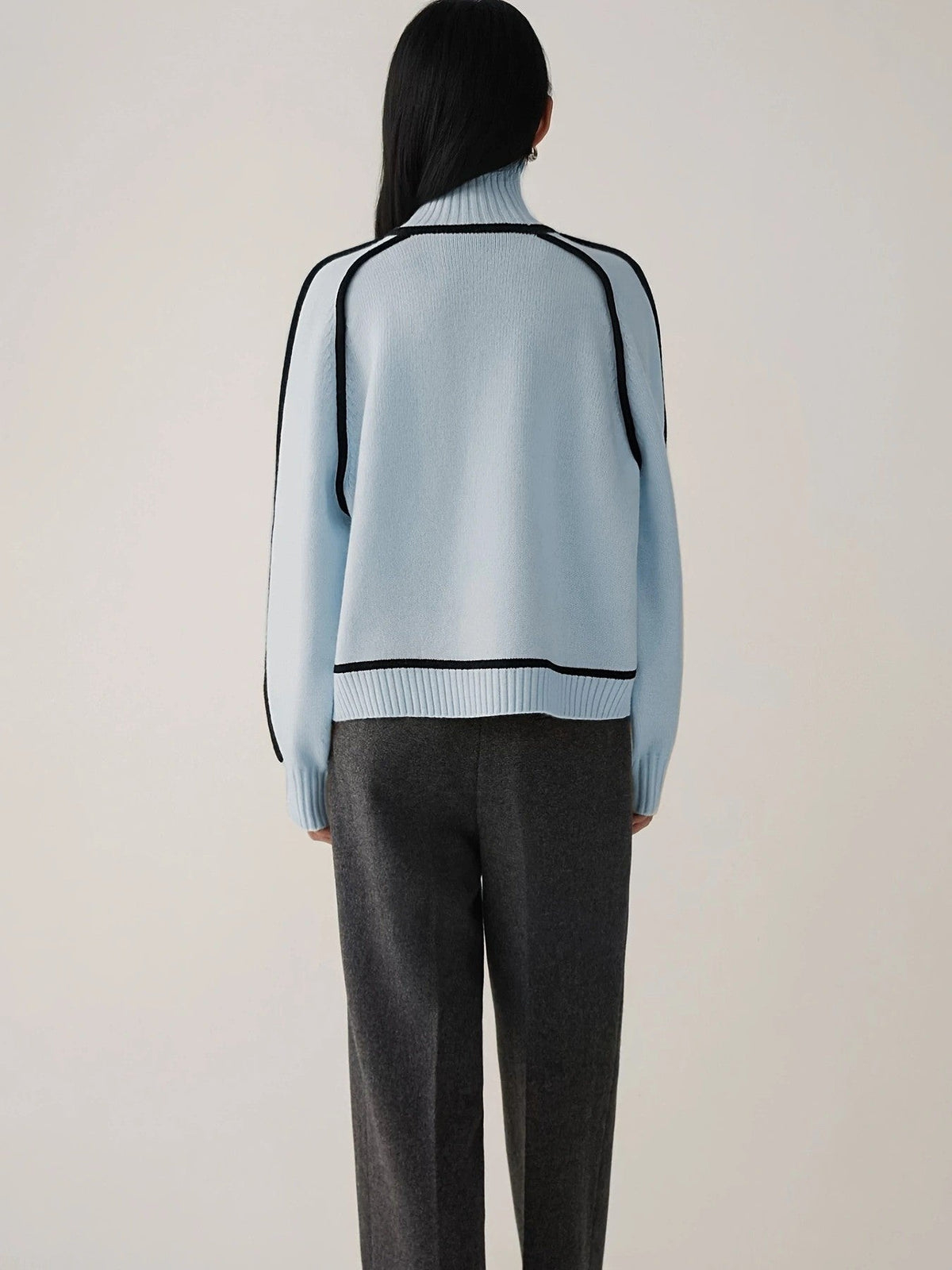 Ornella Contrast Piping Turtleneck Sweater