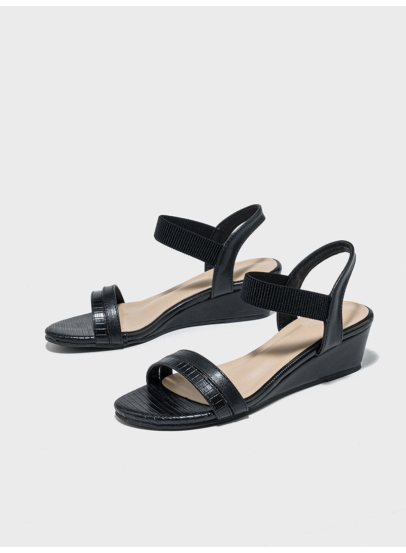 Odile Textured Strap Low Wedge Sandals