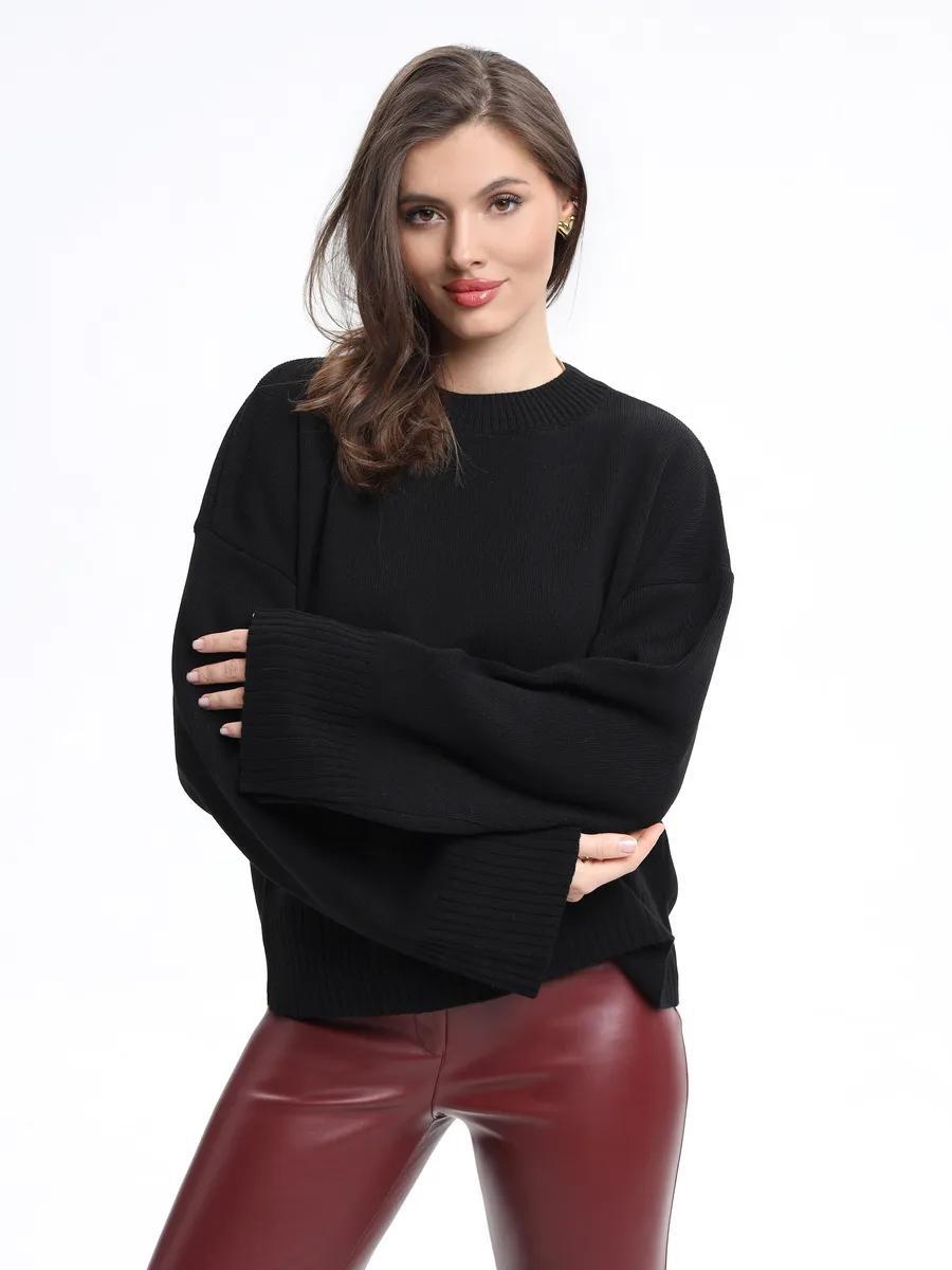 Signe Ribbed-Cuff Oversized Pullover Sweater