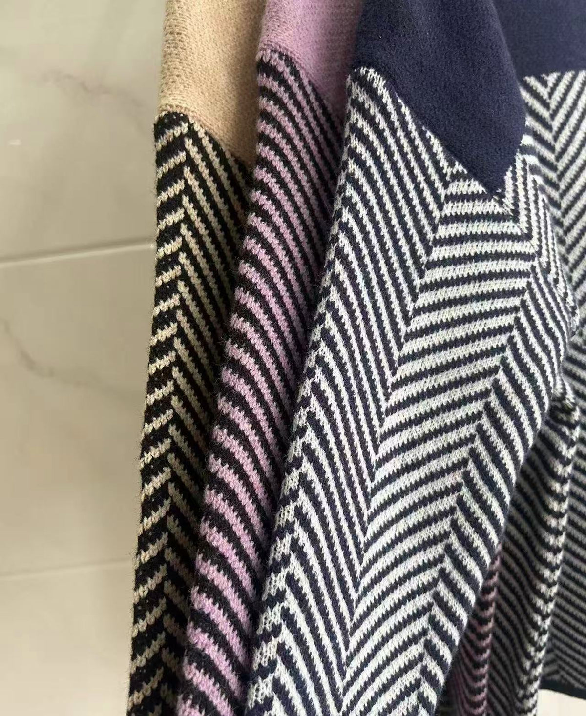 Sidony Herringbone Colorblock Turtleneck Sweater