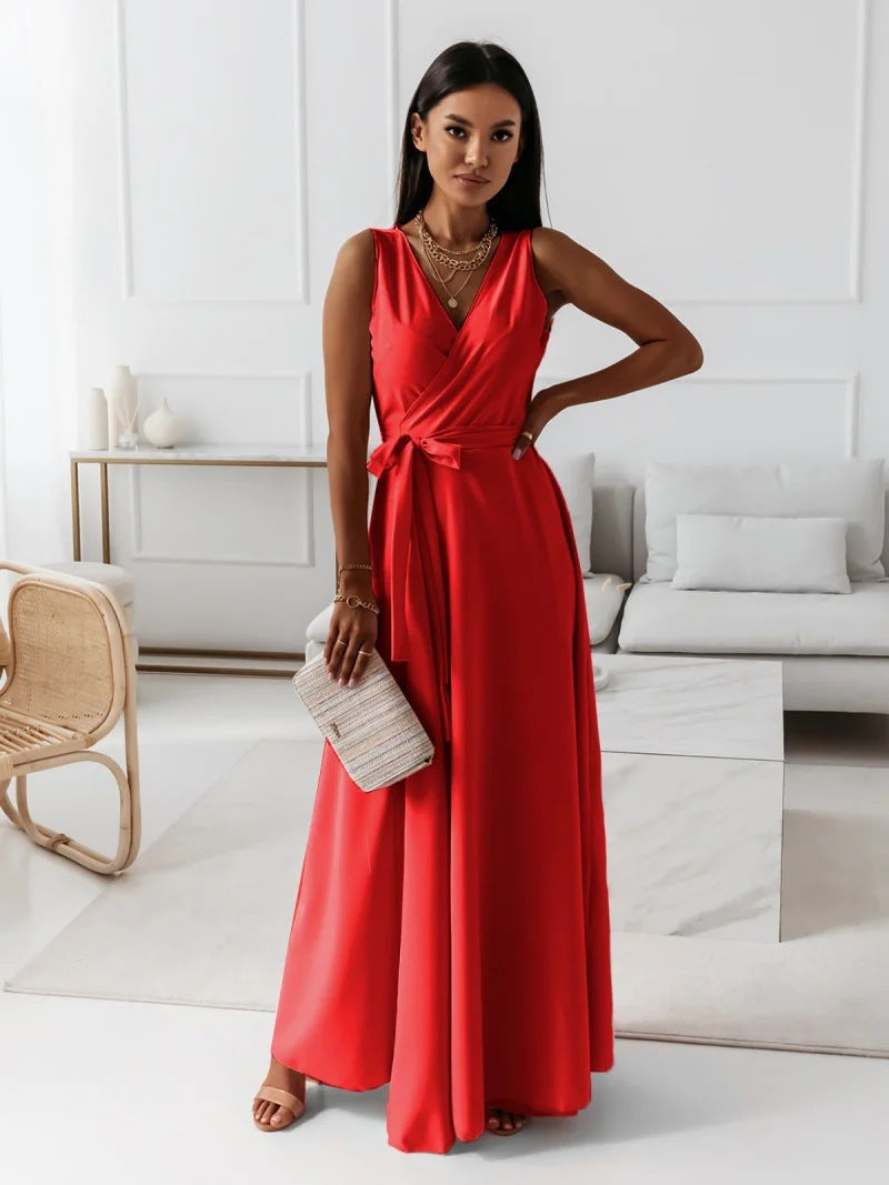 Women's Bridesmaid Wrap Maxi Dress – V-Neck Wedding Guest Occasion Dress