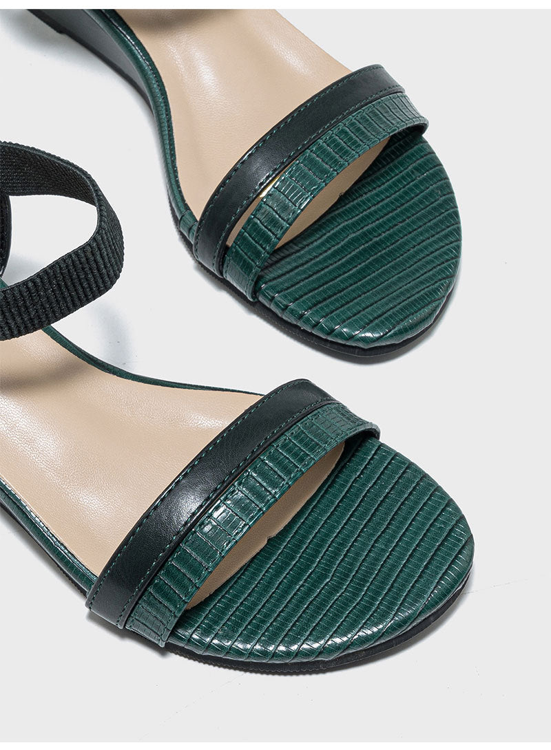Odile Textured Strap Low Wedge Sandals