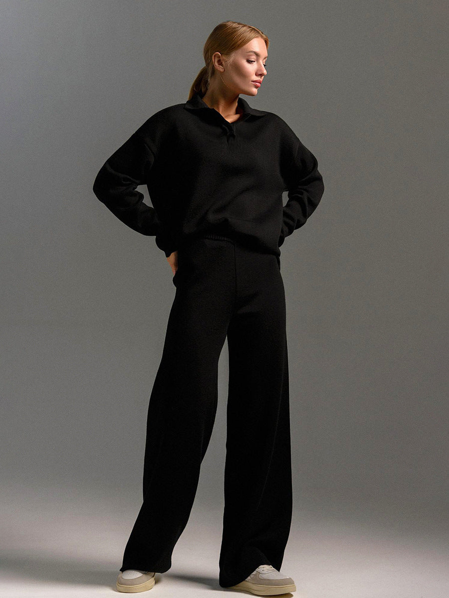 Valborg Polo Collar Knit Sweater and Pants Set