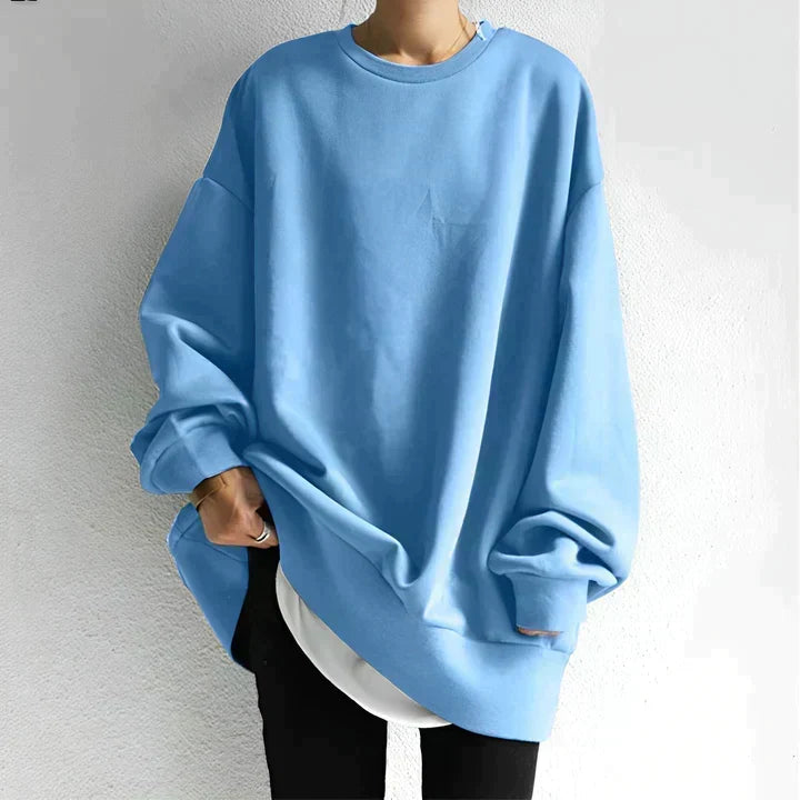 Alice | Womens Oversized Tunic Sweater | Crew Neck, Drop Shoulder, Long Sleeve | Black, Brown, Army Green and More S-3XL
