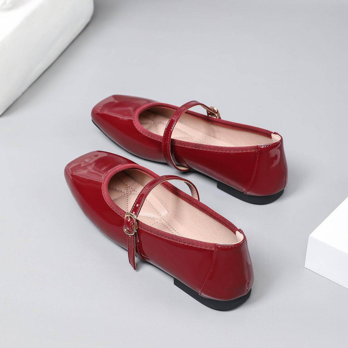 Roxane Patent Square-Toe Mary Jane Flats