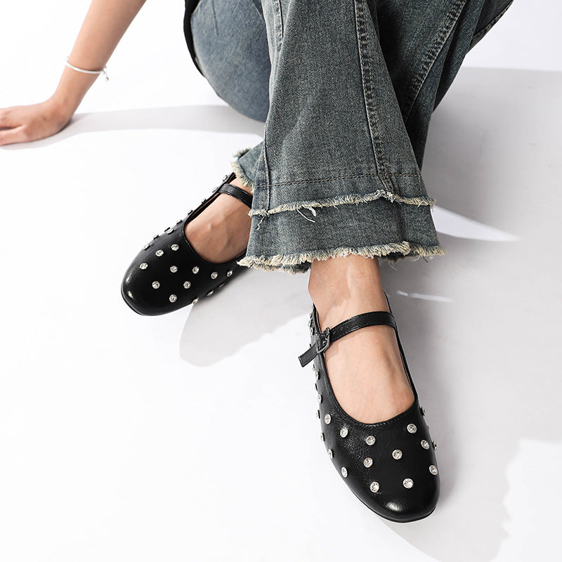 Dagmar Rhinestone Mary Jane Ballet Flats