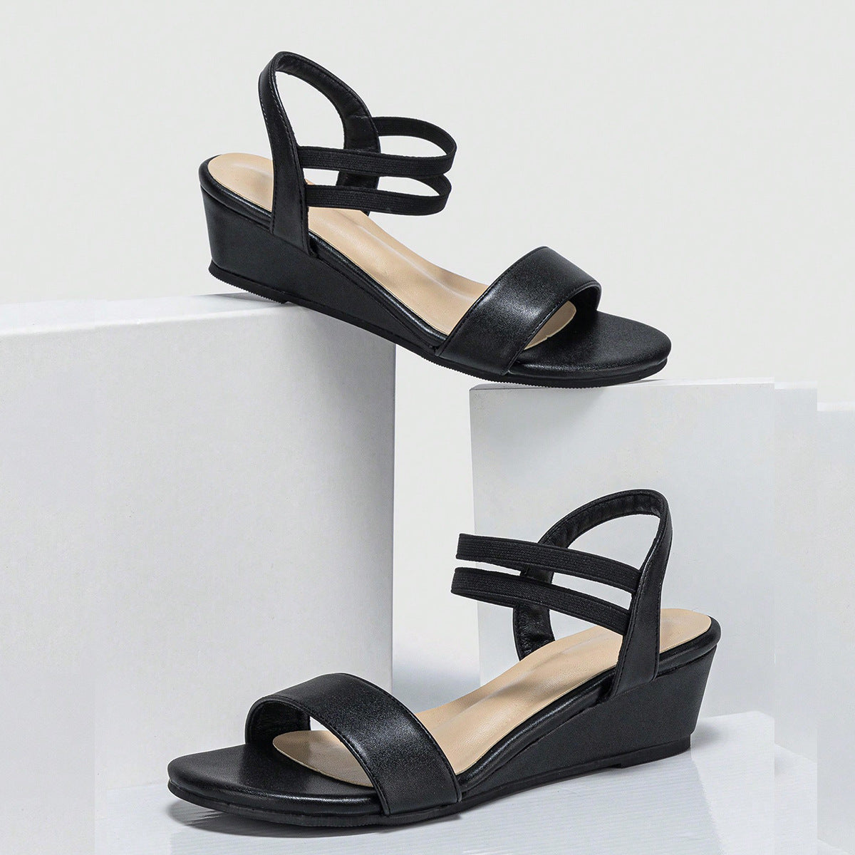 Zelie Double Strap Low Wedge Sandals