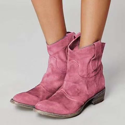 Women's Ankle Boots, Western Pull Tabs, Block Heel