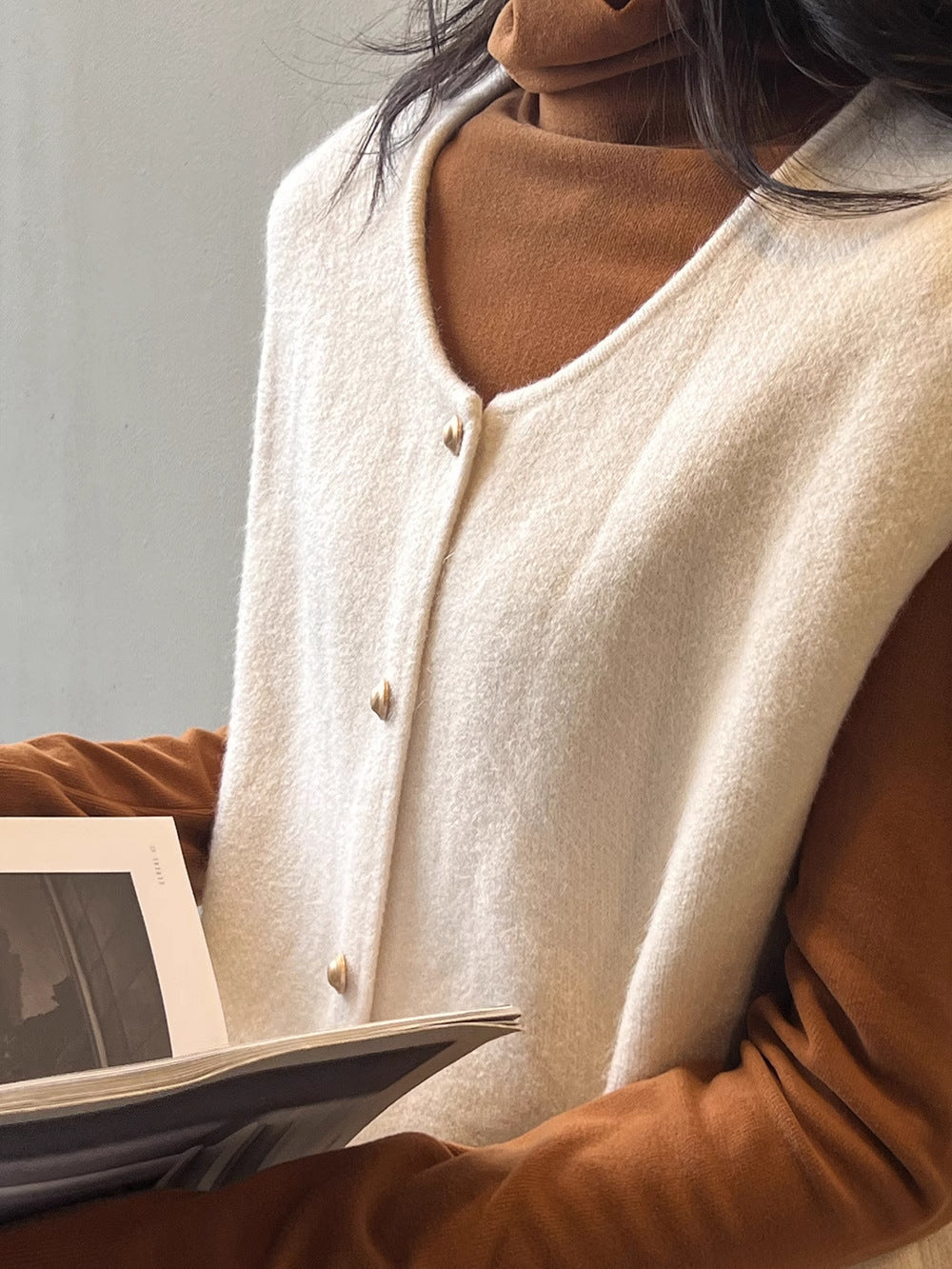 Amaya Button-Front Knit Sweater Vest