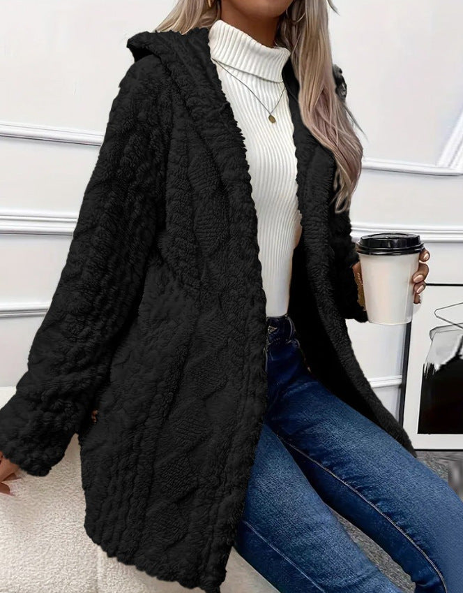 Embla Hooded Sherpa Fleece Button Jacket