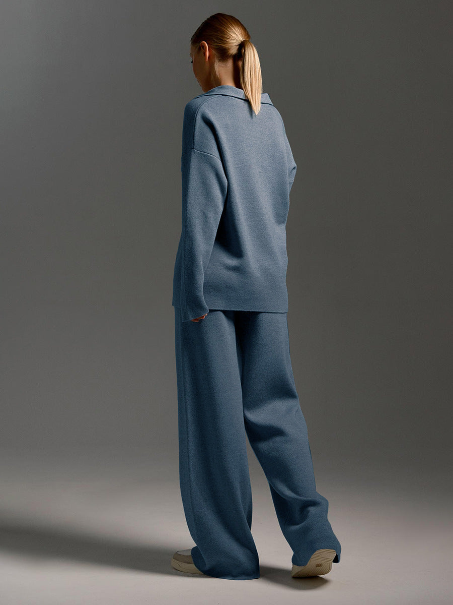 Valborg Polo Collar Knit Sweater and Pants Set