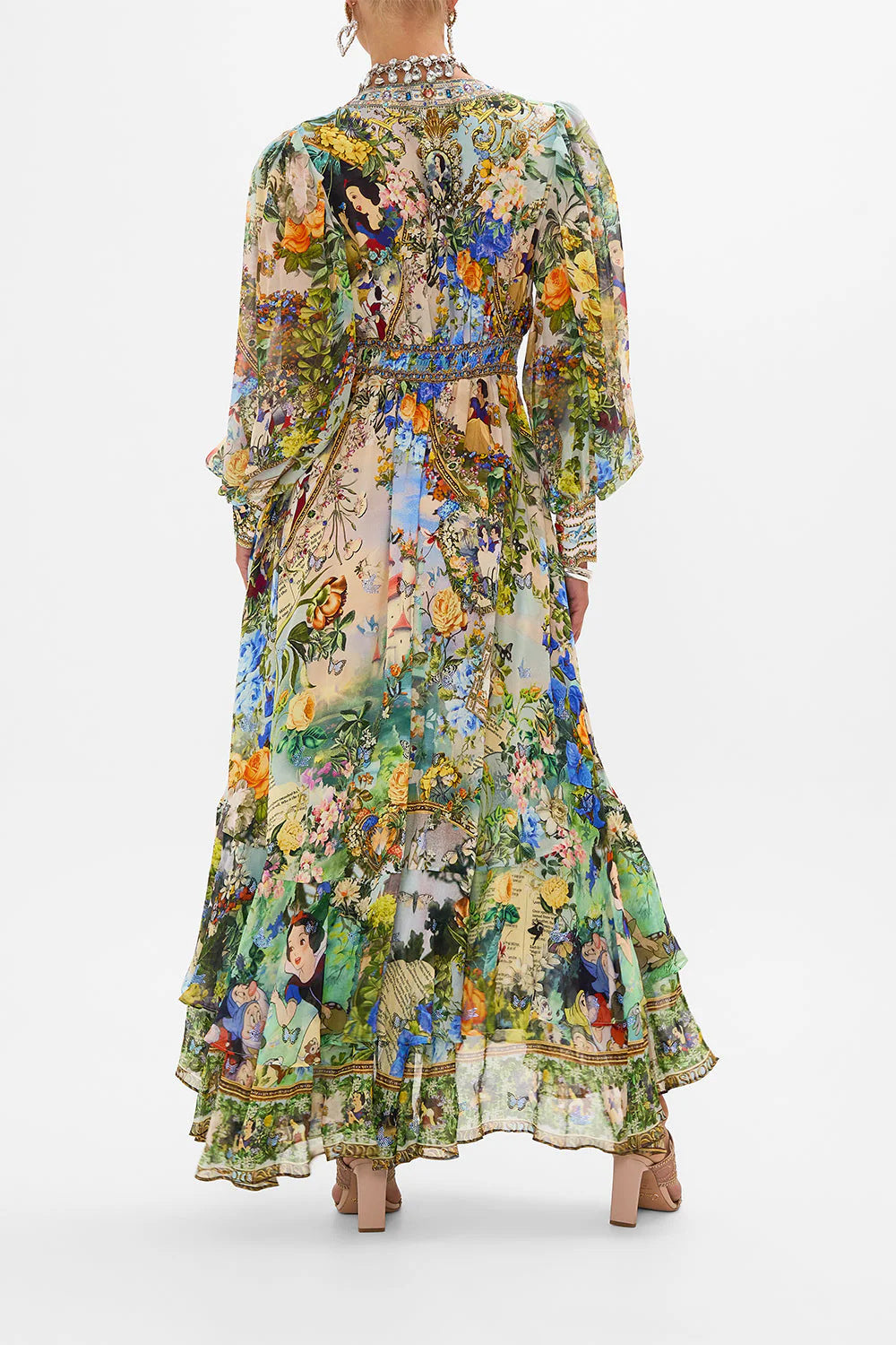 Aveline Floral Chiffon Puff Sleeve Maxi Dress
