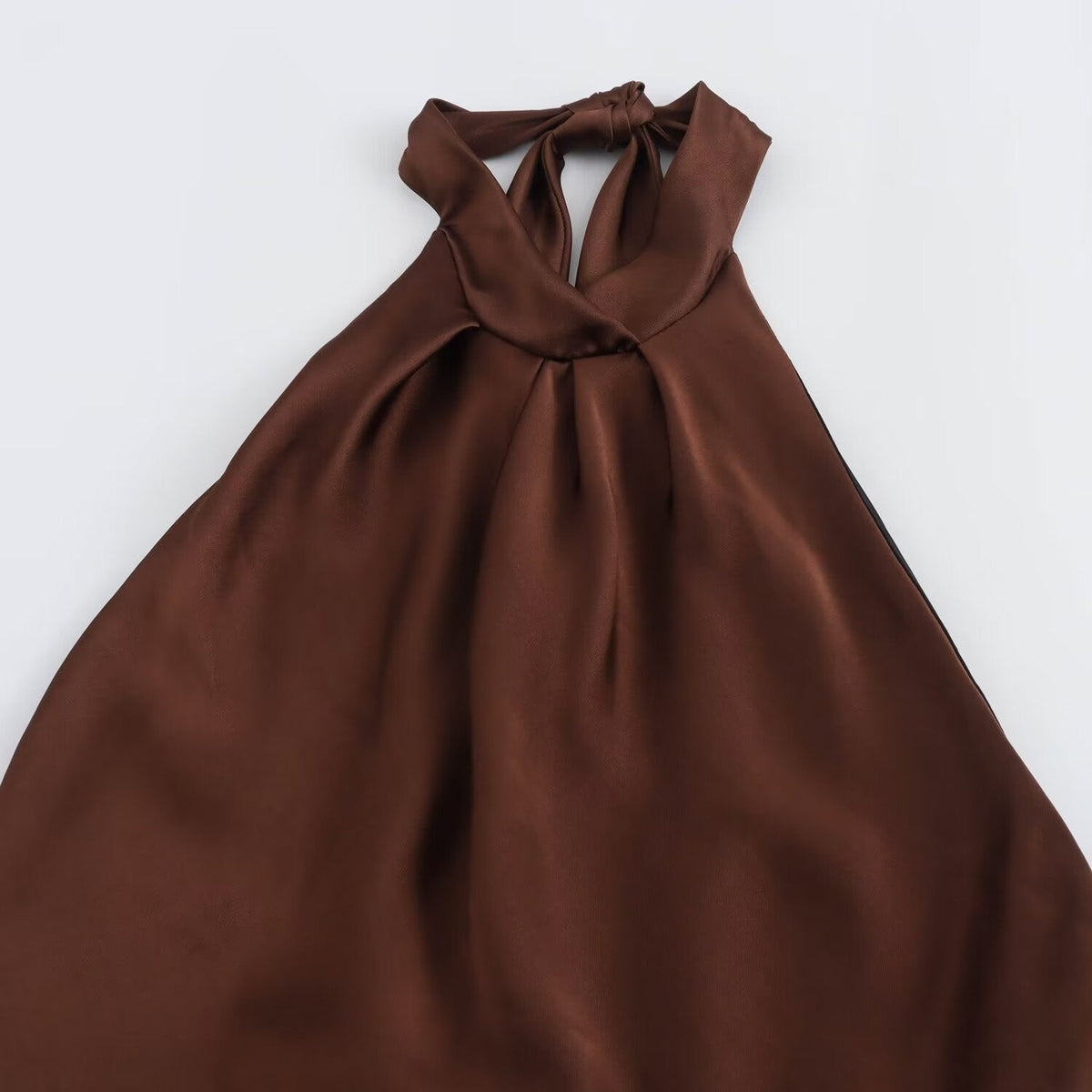 Women's Brown Halter Maxi Dress, Sleeveless, Slim Fit