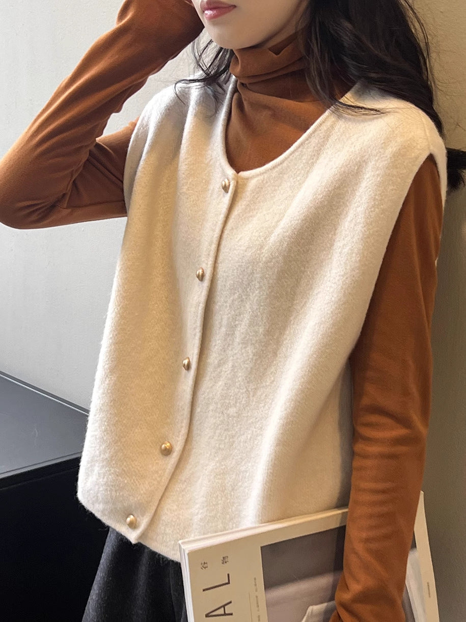 Amaya Button-Front Knit Sweater Vest
