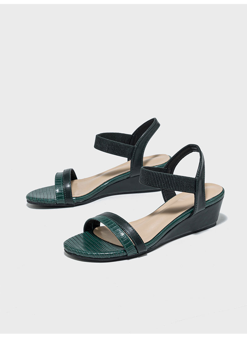 Odile Textured Strap Low Wedge Sandals