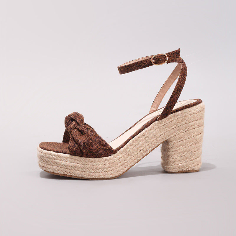 Lucette Knotted Bow Espadrille Wedge Sandals
