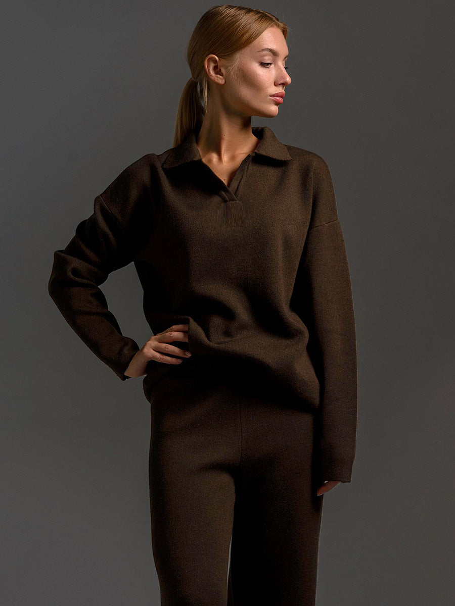Valborg Polo Collar Knit Sweater and Pants Set