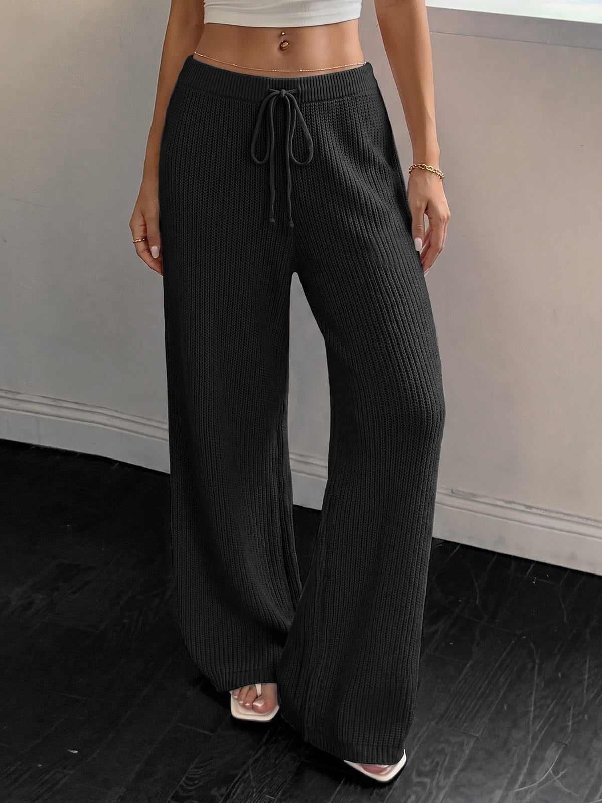 Aitana Ribbed Knit Wide-Leg Trousers