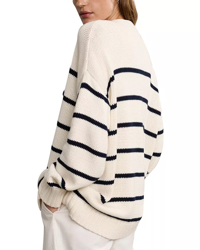 Gaia Striped Button-Front Knit Cardigan