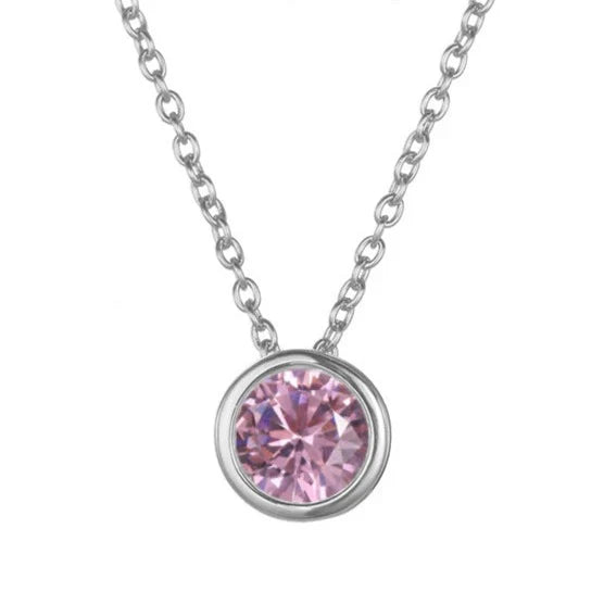 Birthstone Necklace White Gold Dainty Pendant for Women