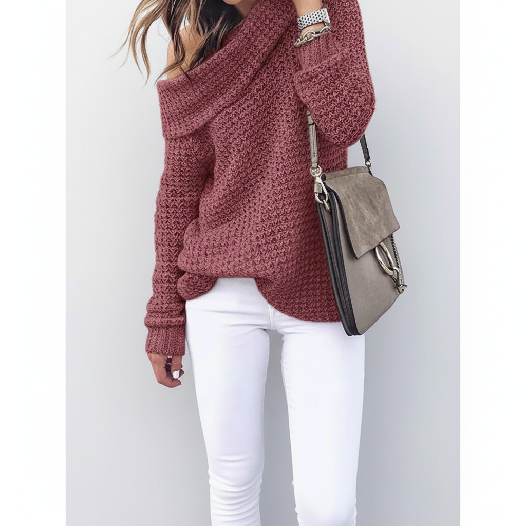Women's Off-Shoulder Sweater with Long Sleeves
