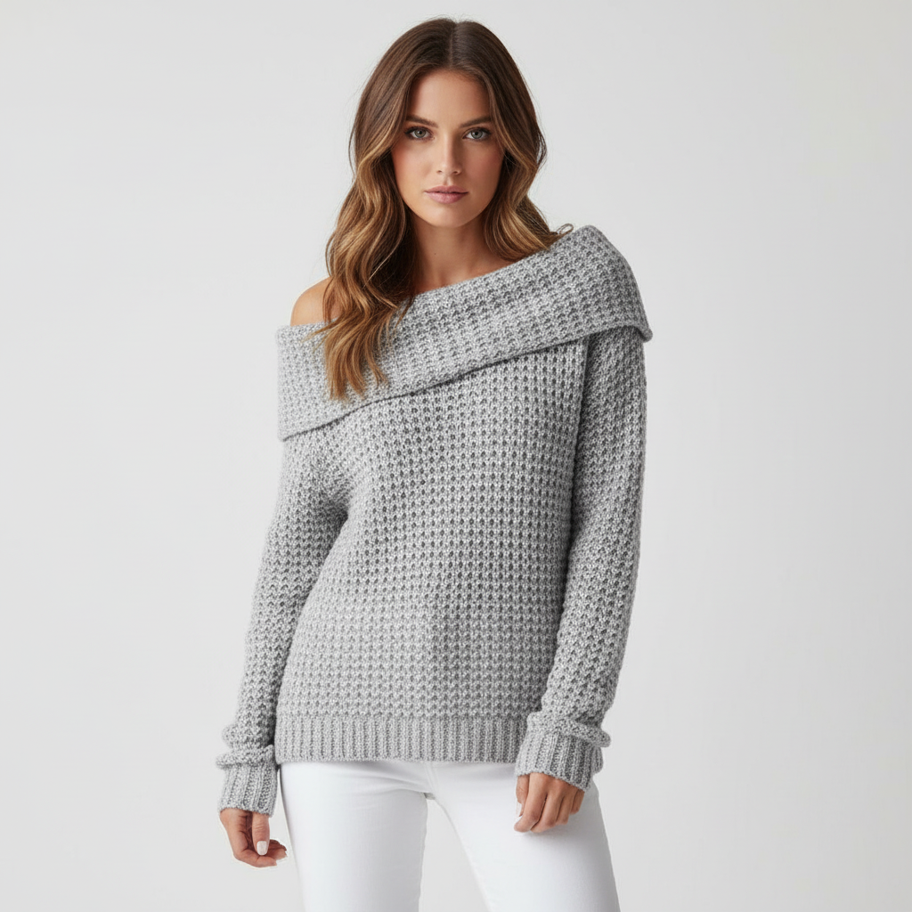 Women's Off-Shoulder Sweater with Long Sleeves