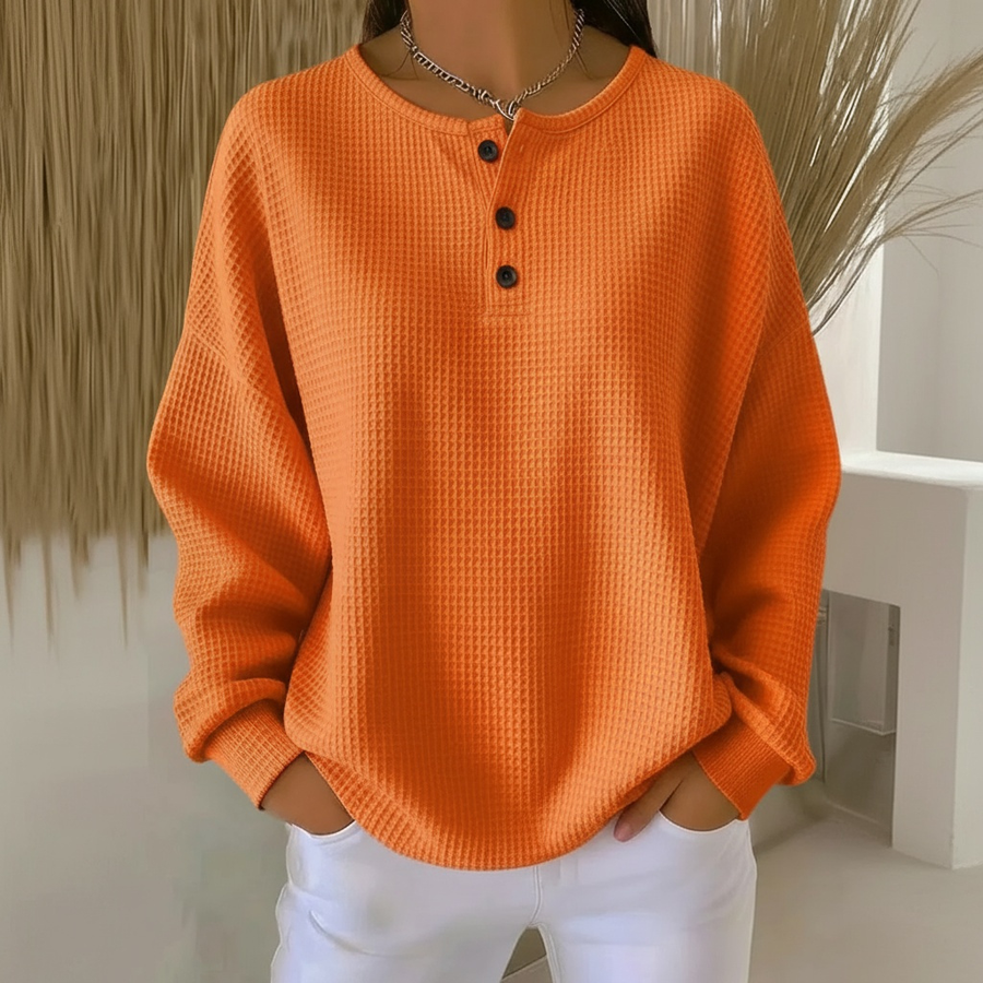Women's Waffle-Knit Sweater, Relaxed Fit