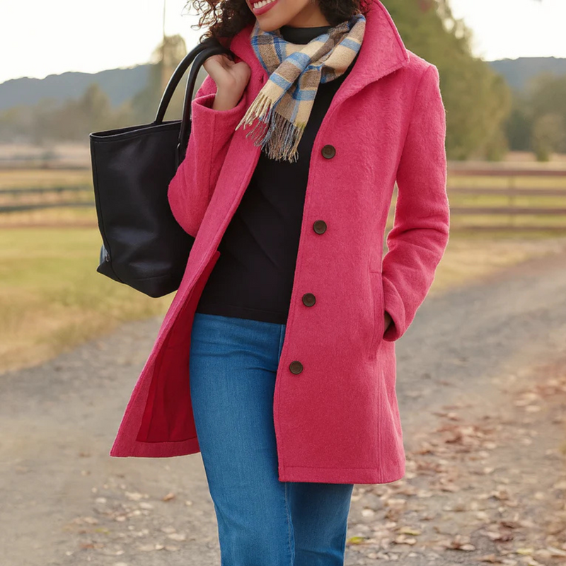 Women's Classic Button-Front Coat, Straight Cut