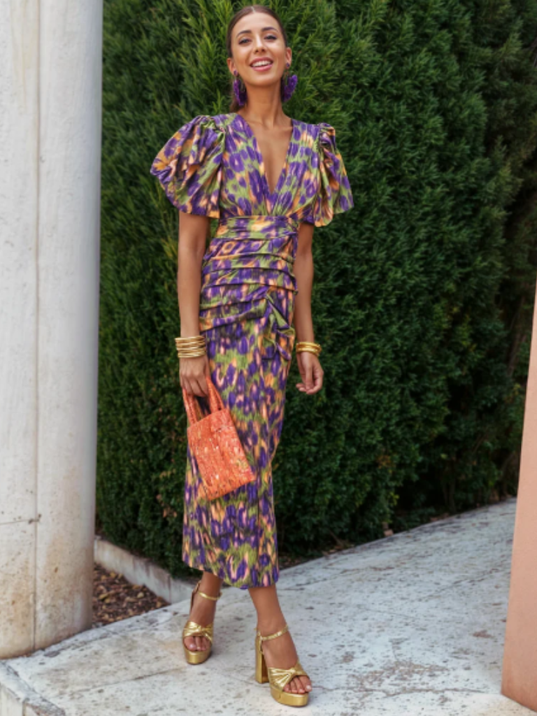 Violet & Grace | Vibrant Pleated Midi Dress™