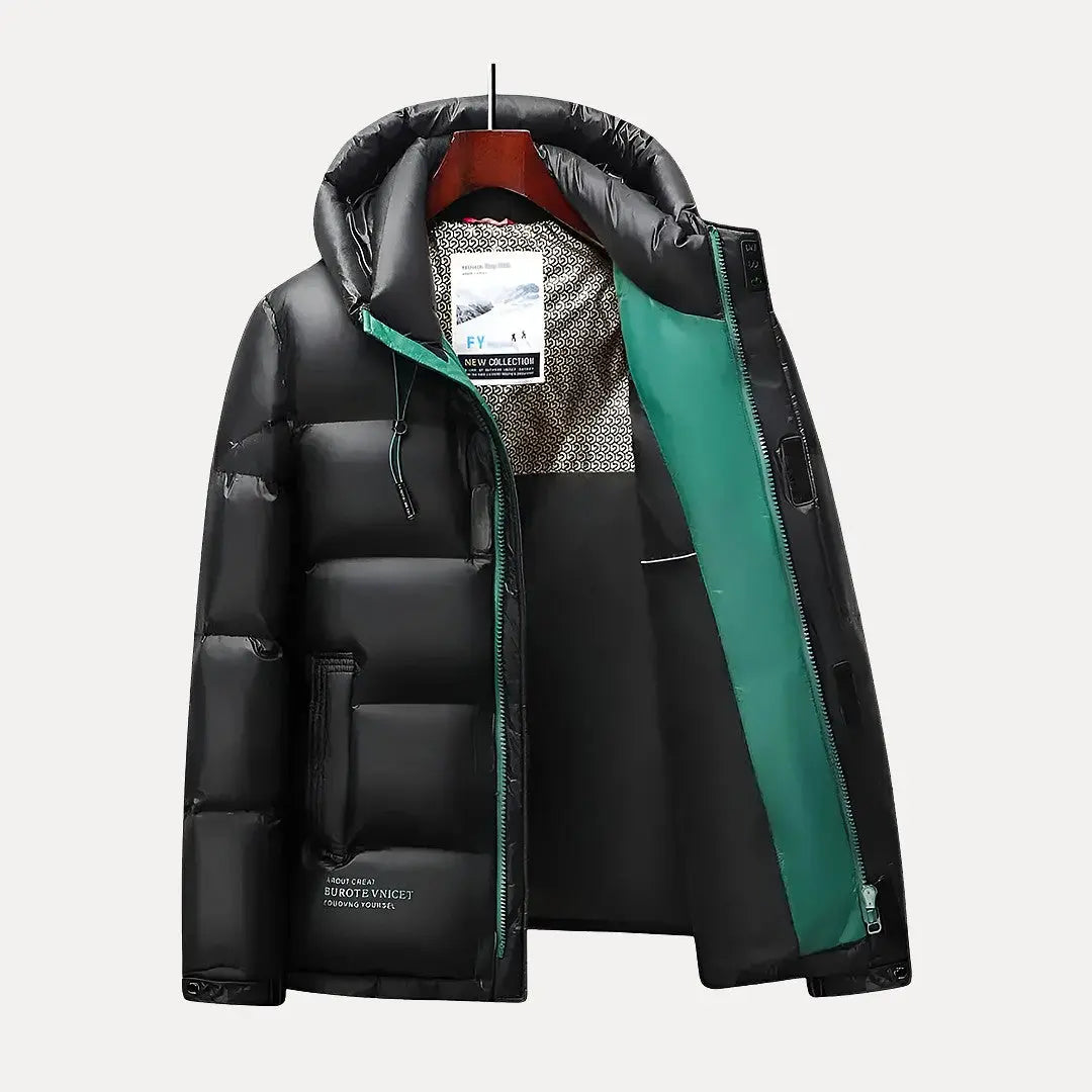 Rhett | Mens Lightweight Down Puffer Jacket with Hood | Water-Resistant Shell, Zip Closure | Red or Black XS-XXXL