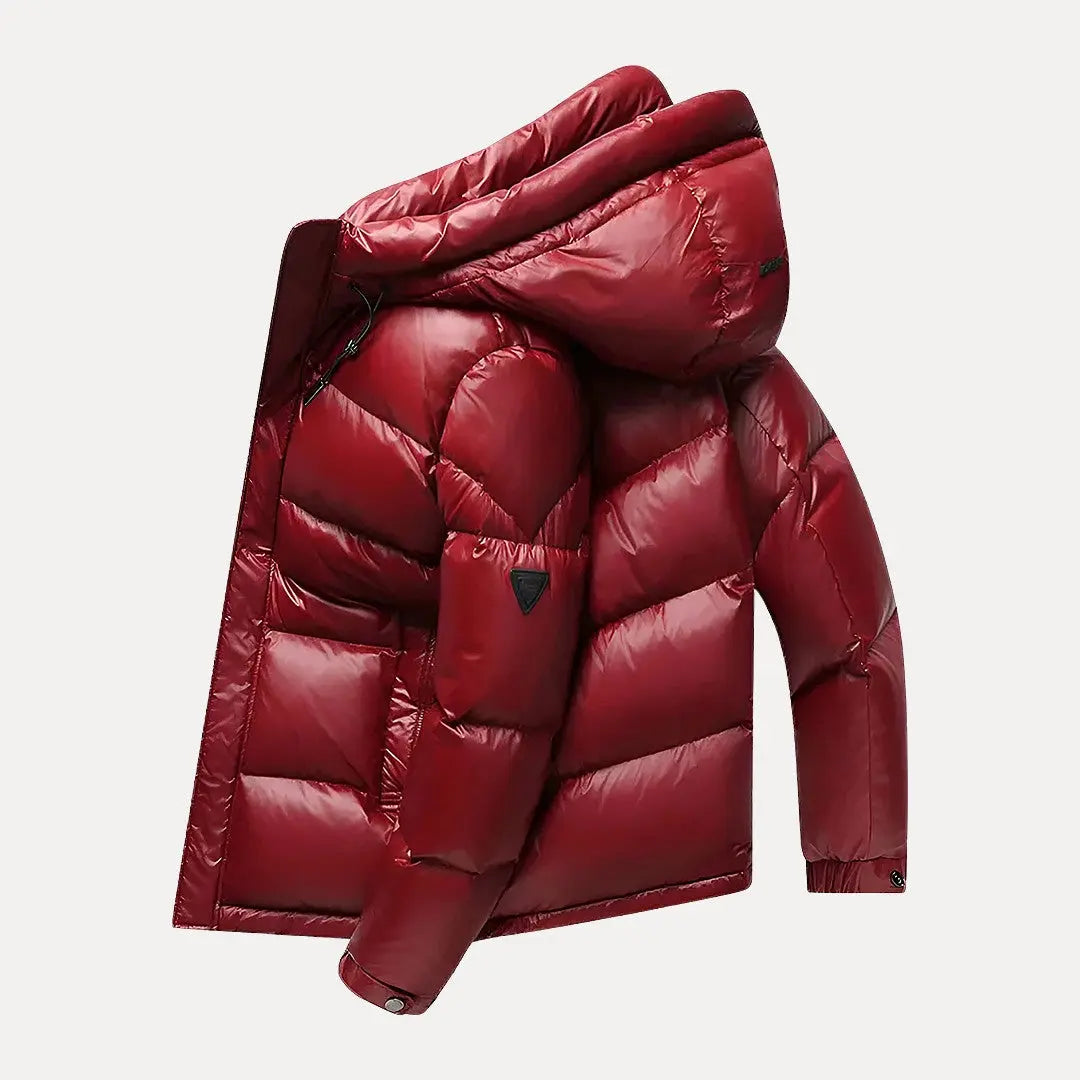 Rhett | Mens Lightweight Down Puffer Jacket with Hood | Water-Resistant Shell, Zip Closure | Red or Black XS-XXXL